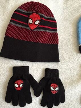 Spiderman Red, Black & Gray Knit Beanie with Matching Gloves, plus more